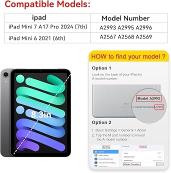 VENINGO マグネットケース iPad mini 7 A17 Pro/Mini 6用 ペンシルホルダー付き