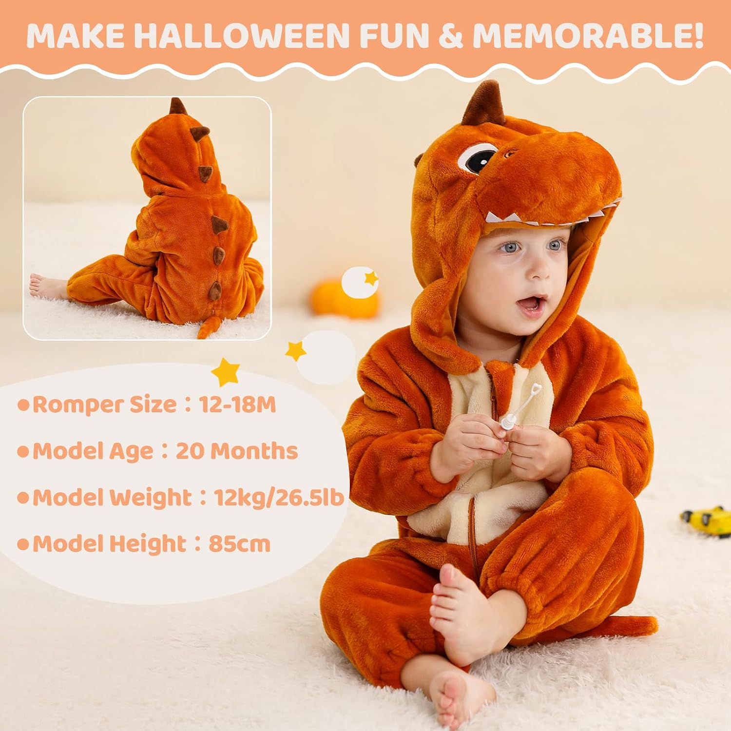 Baby Animal Cosplay Costume Hooded Romper Soft Infant Toddlers Halloween Outfits Winter Autumn Jumpsuit