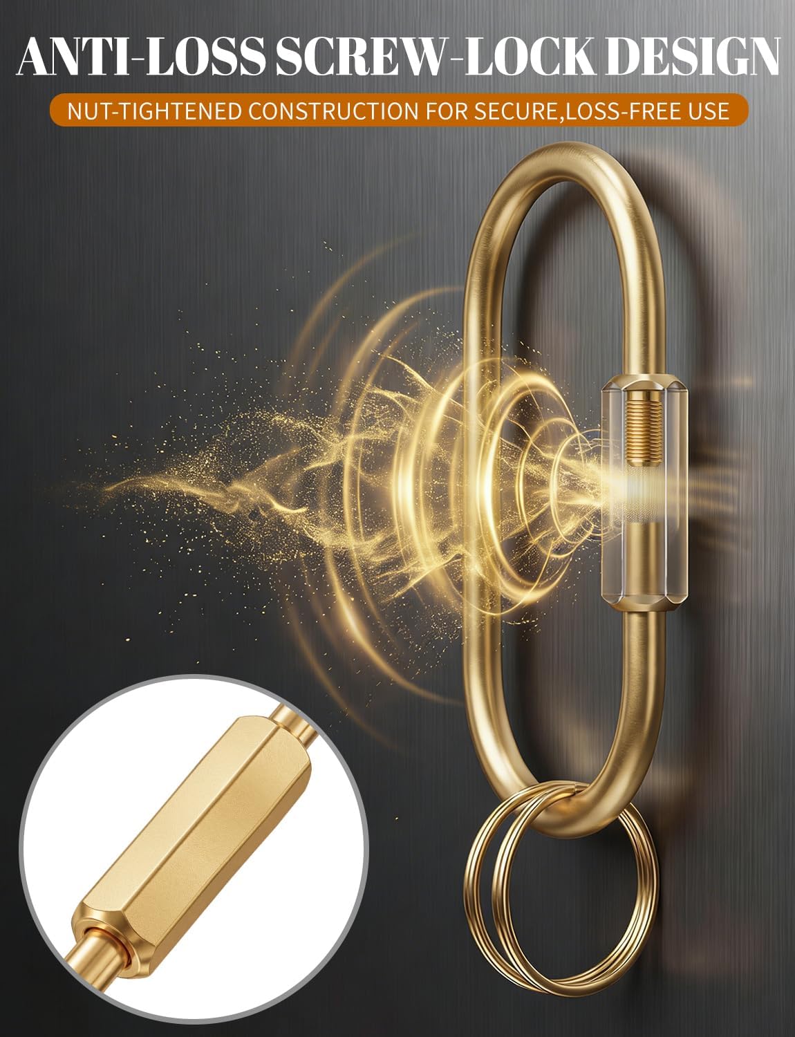Brass Key Rings Bulk, 12 Pcs Keychain 9 Gold Carabiner Clip for Bag Charm