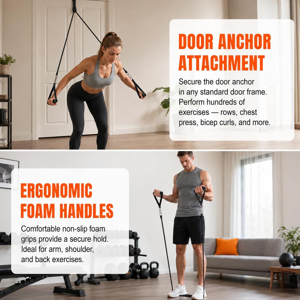 5 Resistance Bands Set for Home Gym, with Handles & Door Anchor