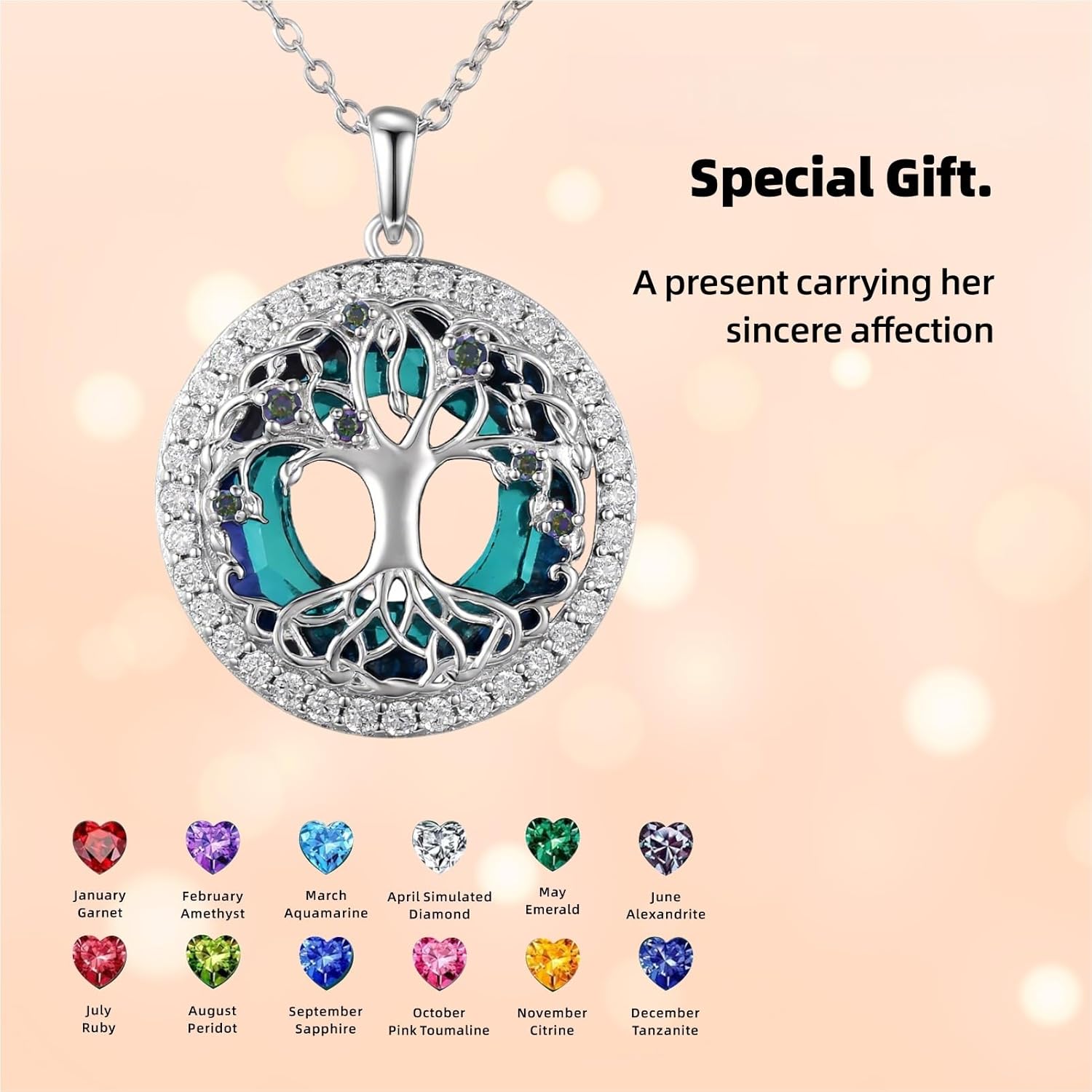 Tree of Life Pendant with Crystal Necklace- Women Jewelry 925 Sterling Silver, Jewelry gift for her, Girlfriend, Wife, Mom on Birthday, Anniversary - Image 4