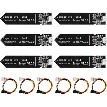 ARCELI 6 Pieces Soil Moisture Sensor Hygrometer Module V1.2 Soil Moisture Sensor Capacitive Corrosion Resistant Module Moisture Sensor for Plant Watering Compatible with Arduino