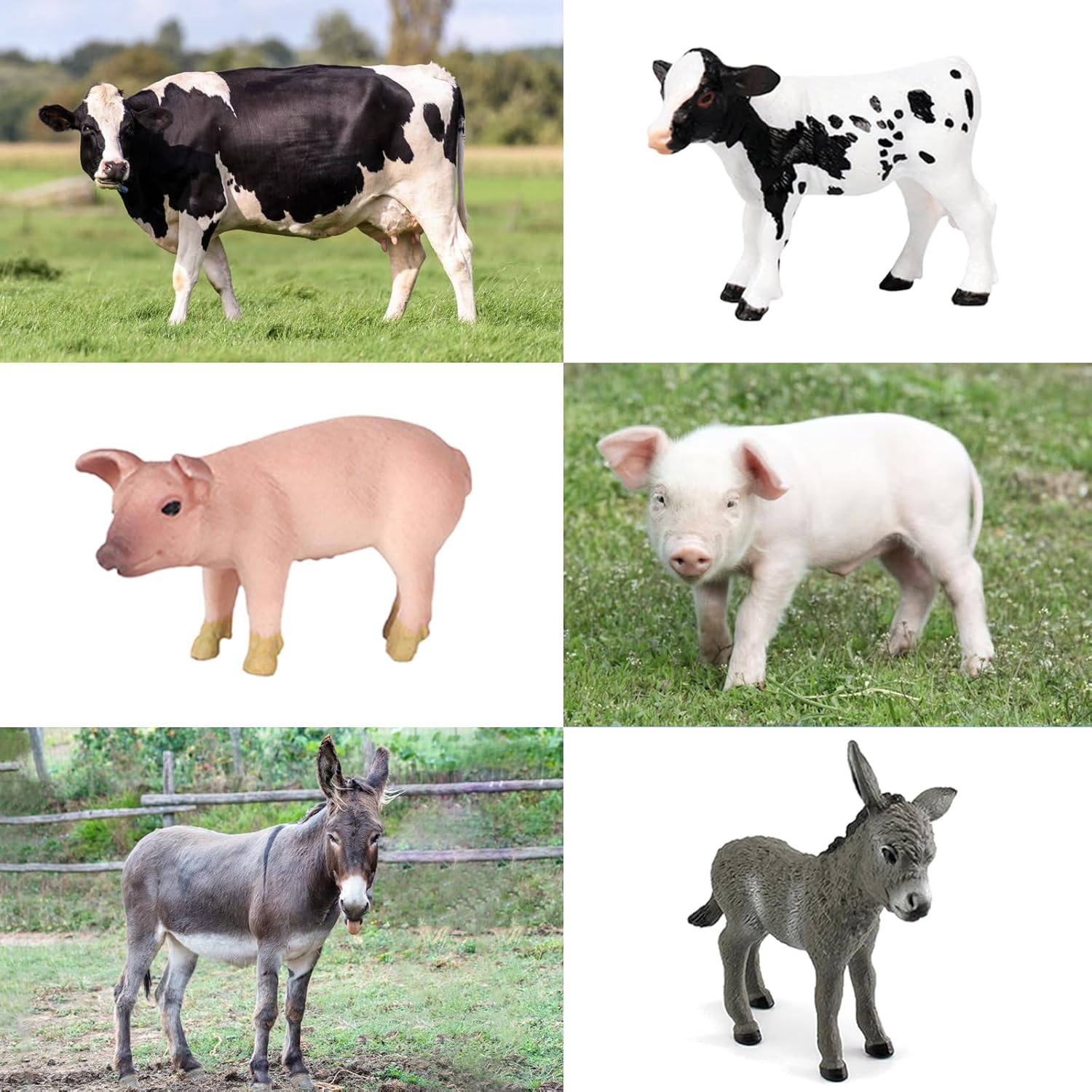 EOIVSH Baby Farm Animal Toy Figures for 3 4 5 6 7 Years Old Toddlers Boys Girls - 10pcs Educational Barn Farm Playset with Cow Horse Goat Sheep Pig Donkey Goose Dog
