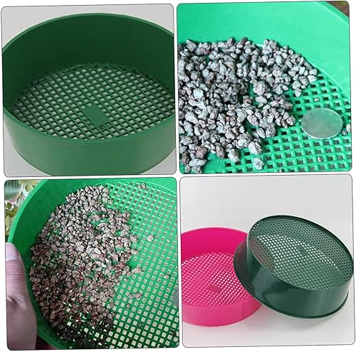 Vista 32 de Herramienta de tamiz de malla de tamiz de jardín de plástico, 4 piezas, enigma manual de tamizado de suelo para rocas, desechos de arena, suministro