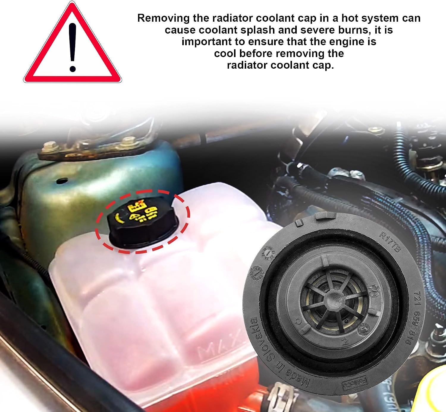 Engine Coolant Reservoir Cap Fits for Ford Mustang Gt F150 V6 V8 Lincoln MKZ 2015-2021 Escape 2013-2019 Land Rover Volvo 2020-2021 Coolant Overflow Caps Cold Case Radiator Cap Replacement DG93-8101-AA