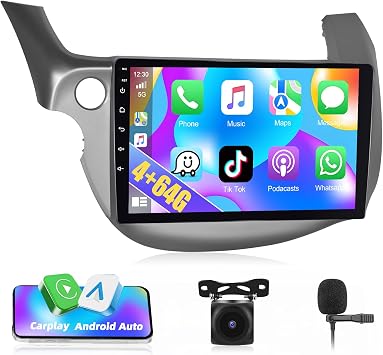 Motoris 4G+64G Android 15 Car Stereo for Honda Fit 2008-2013, 10.1" HD 1080P Wireless CarPlay & Android Auto Radio with GPS, Bluetooth, Mirror Link, Built-in WiFi, Dual USB, SWC + Backup Camera