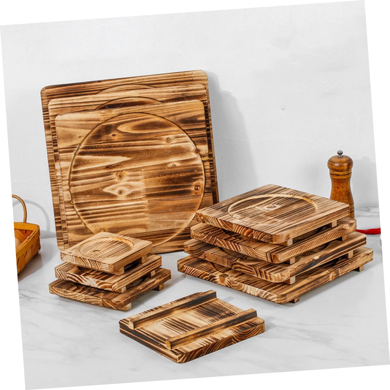 DOITOOL Tapete Aislante de Calor de Madera Resistente y Antideslizante para Ollas y Cazuelas, Suministro Práctico para Cocina Fácil de Limpiar