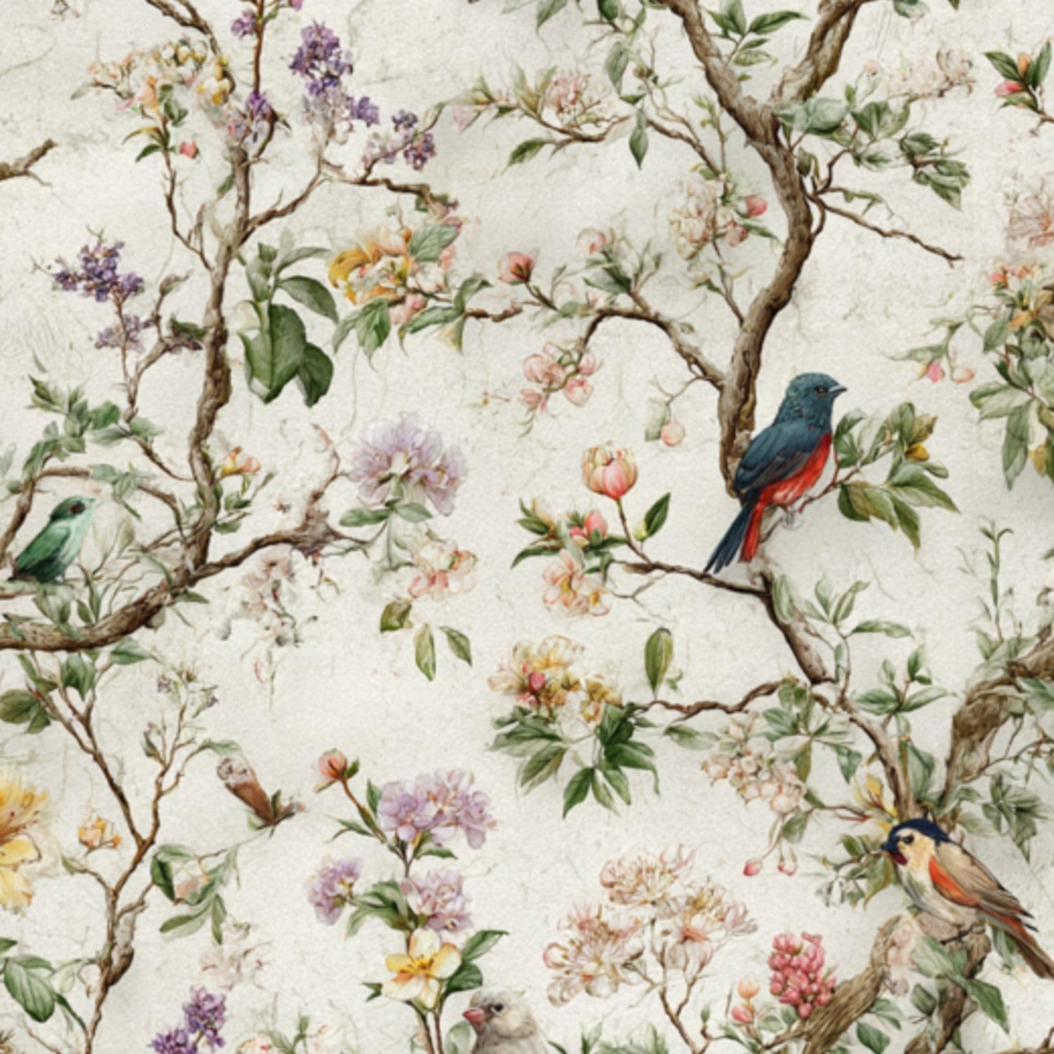 DERUINVAIO Self Adhesive Feature Removable Watercolor Cottage Garden Peel and Stick Vinyl Wallpaper Roll, Sticky Lining Paper for Bedroom, Living Room, Kitchen Walls