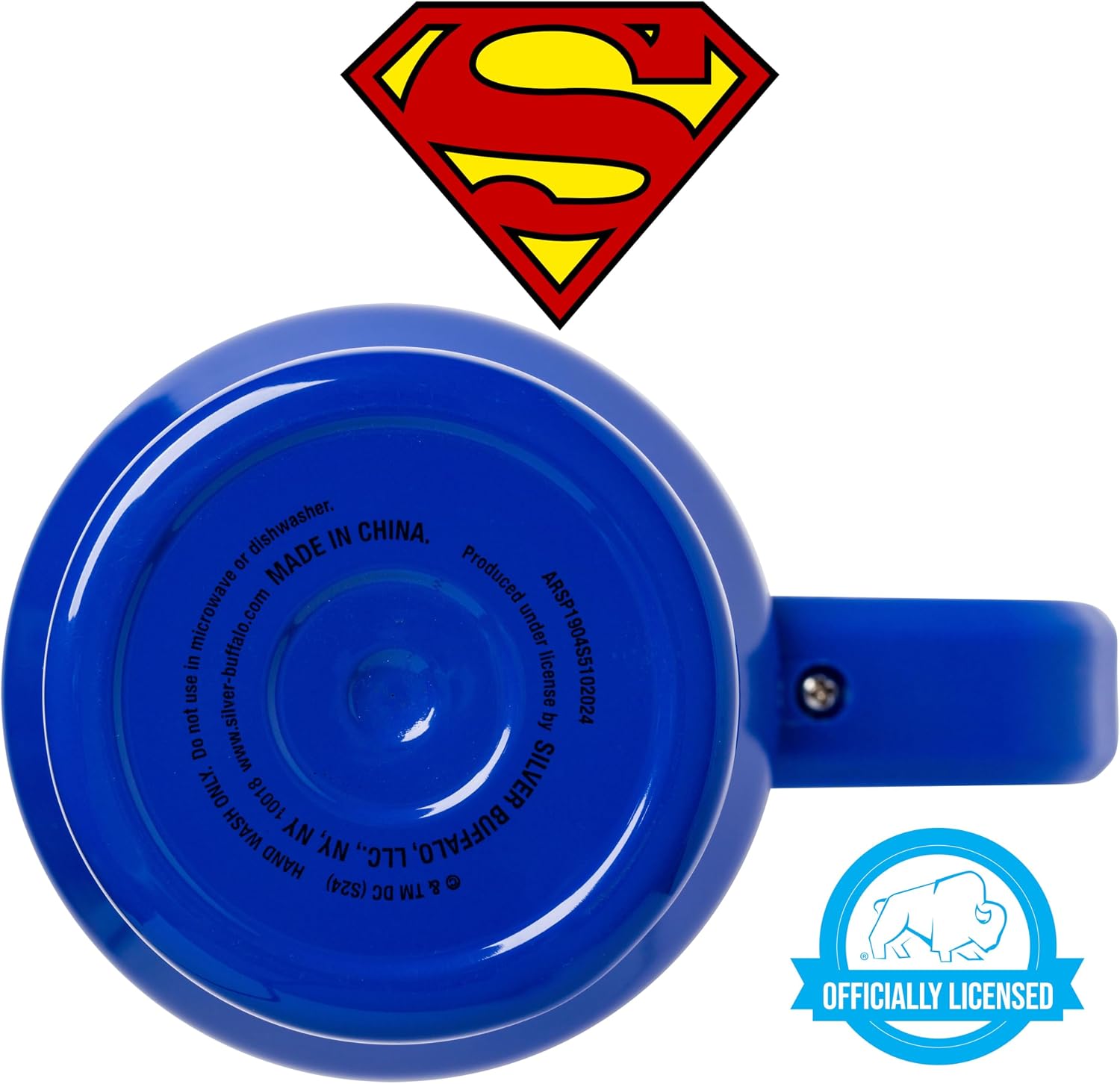 Silver Buffalo DC Comics Superman Emblem, Stainless Steel Tumbler, 40oz | Superhero Logo, Double Walled, Includes Handle and Straw, Fits in Standard Cup Holder, 1.18 Liters