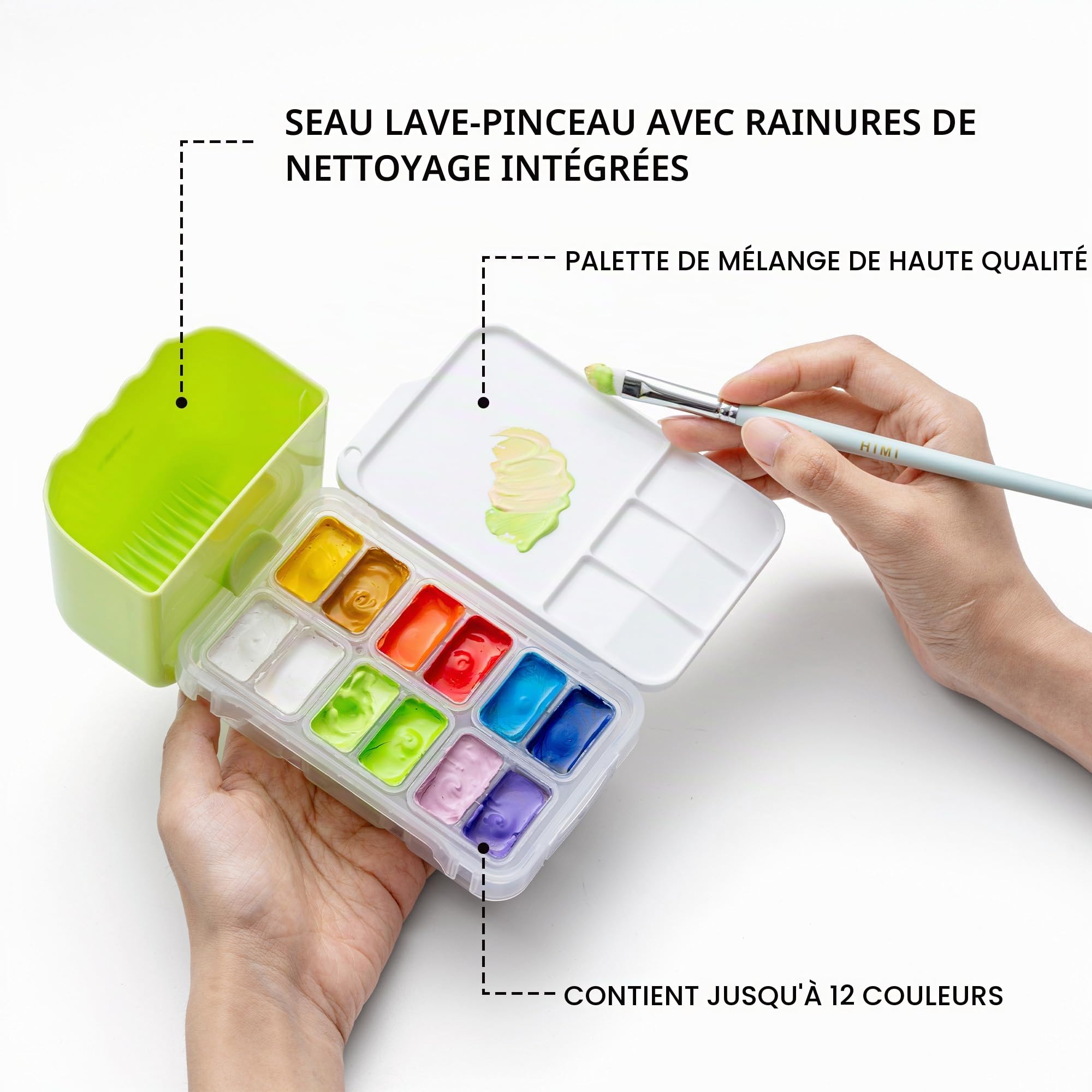 HIMI Boîte de voyage de peinture portable pour artistes, étudiants, adultes
