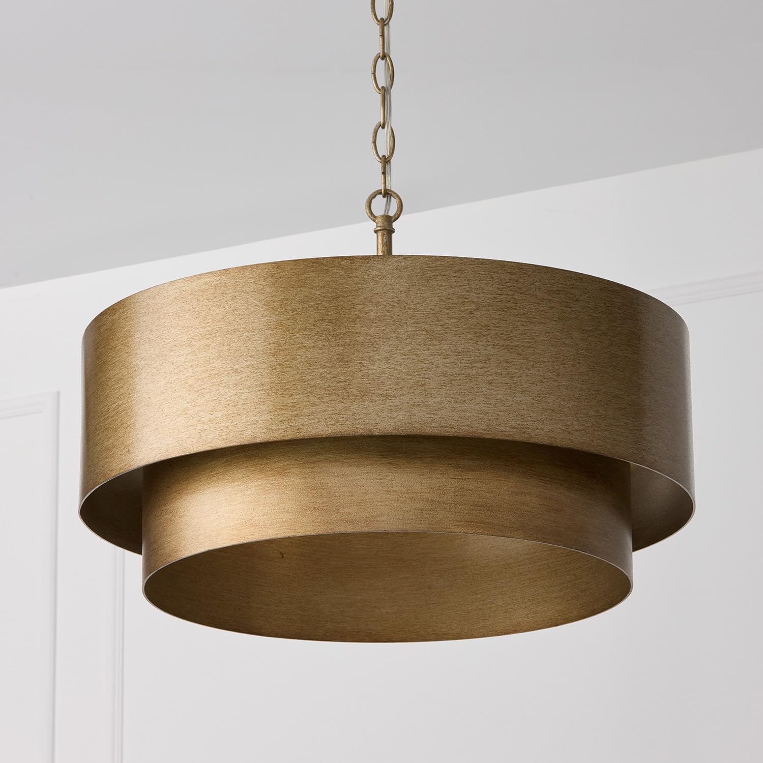 Capital Lighting 339041ML Jude Modern Geometric Bold Metal Convertible Pendant/Semi Flush, 4-Light 240 Total Watts, 15" H x 21" W, Mystic Luster
