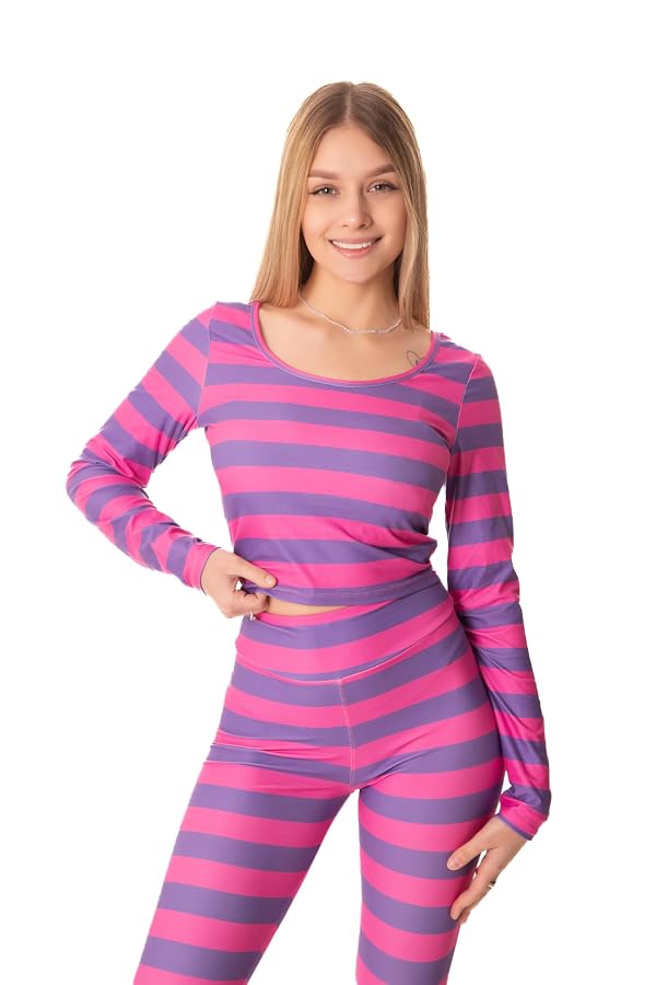Cosplaya Womens Pink Purple Striped Cat Costume Halloween Cosplay 2026, L by Cosplaya - Used condition - US$30.90