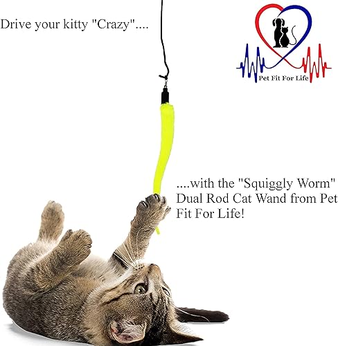 Miniatura 4 de Pet Fit For Life Teaser y ejercitador de gusanos de 5 piezas para gatos y gatitos varita interactiva para gatos