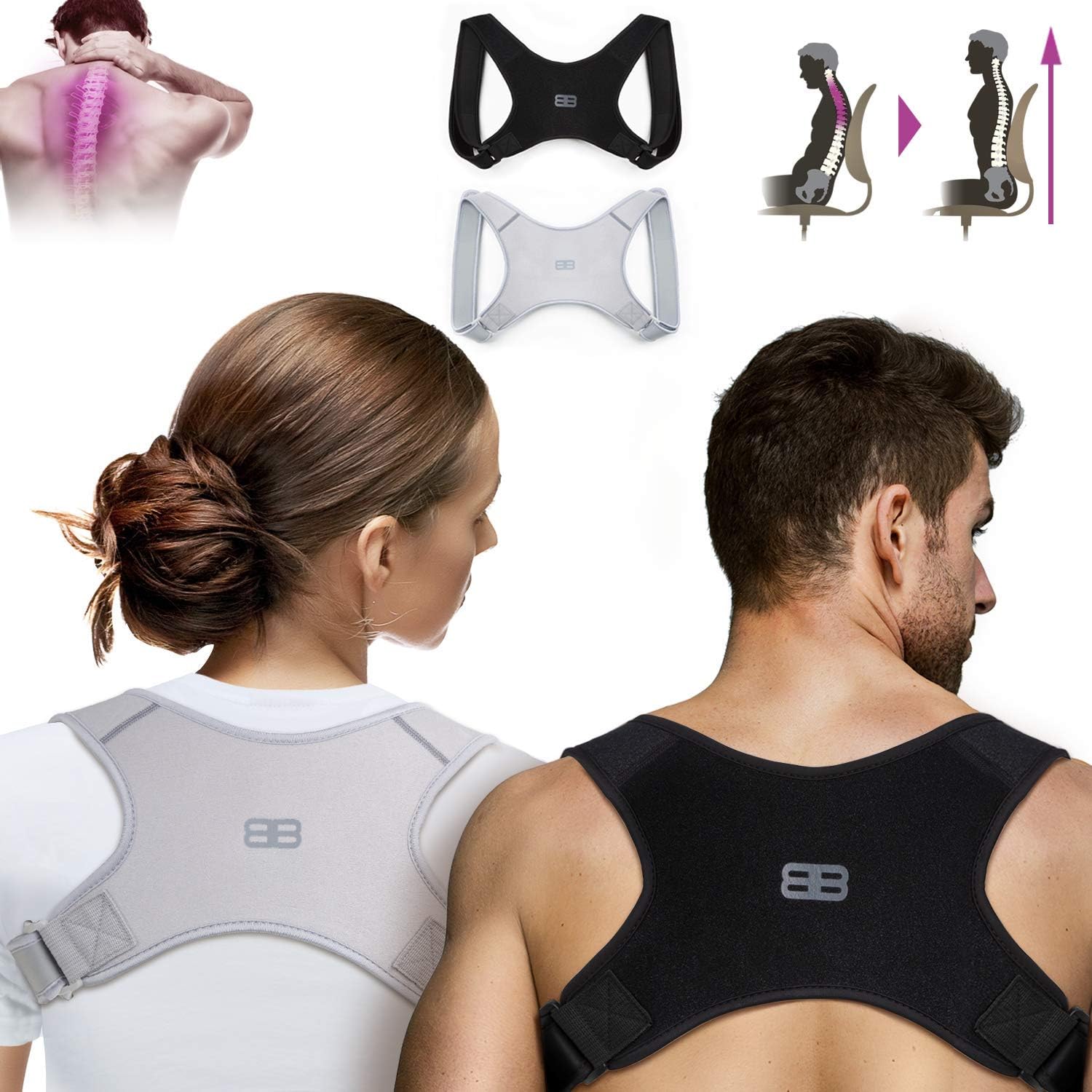 Correcteur De Posture Ceinture Dorsale Noir - Taille Unique Unisexe - Néoprène - Okam Sport