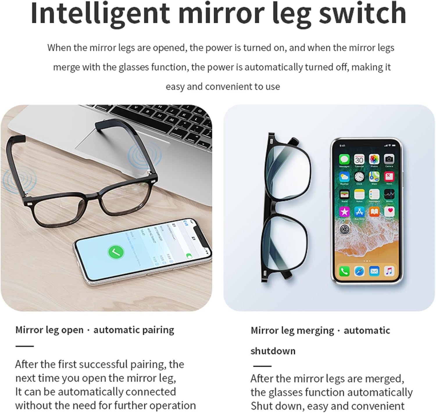 Bluetooth Smart Glasses for Men Women with Speakers Bluetooth Blue Tooth Audio Blue Light Safety Men's Glasses
