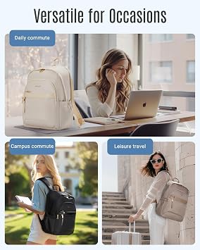 LIGHT FLIGHT Travel Backpack for Women, 15.6 Inch Laptop Backpack, Black