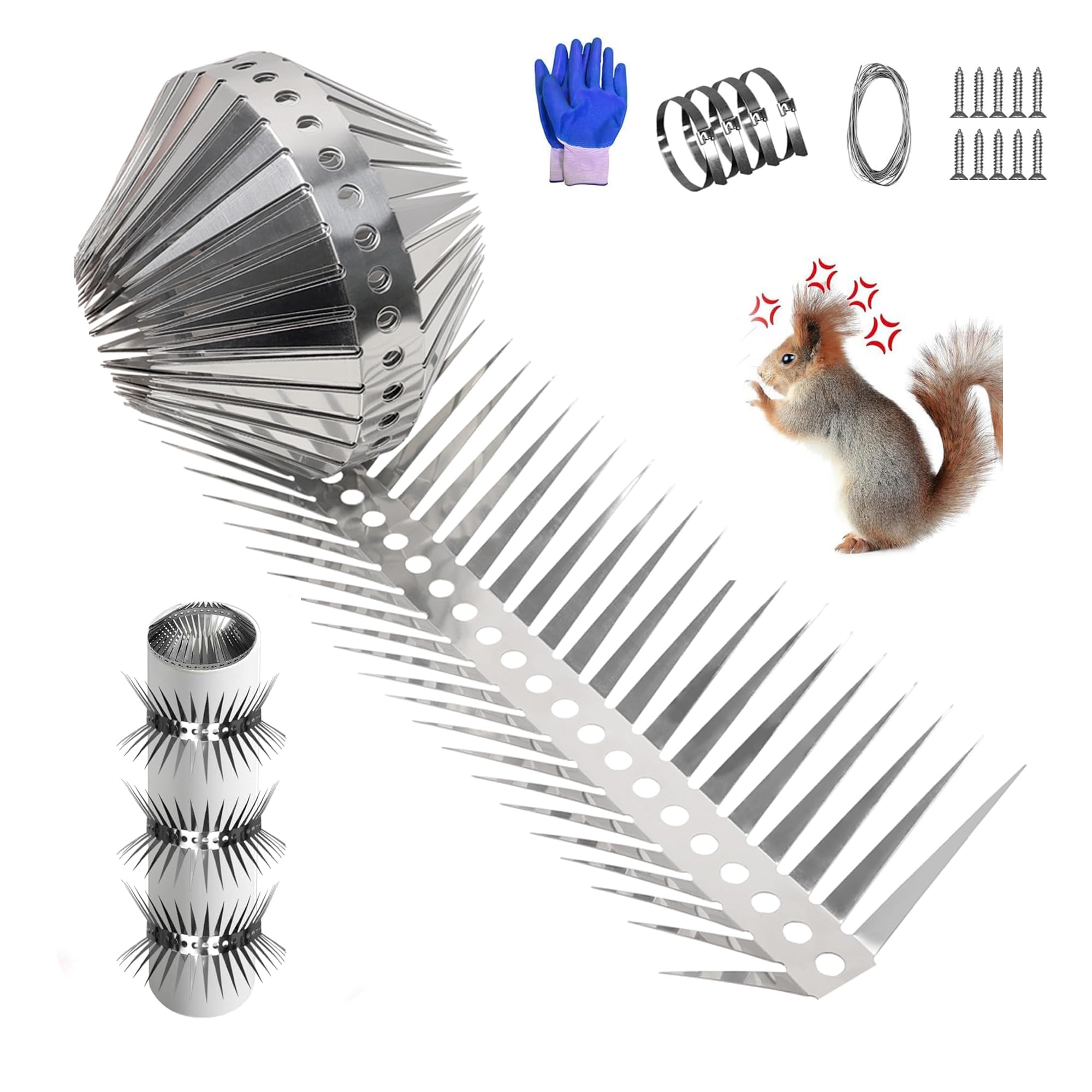 Bird Spikes, 80 Inch Foneso Stainless Steel Raccoons Squirrel Deterrent Baffle Spikes, Avoided Snakes, Cats, Bird Nests on Fences/Eaves/Porch/Windowsills, Protect Birds Feeder Pole