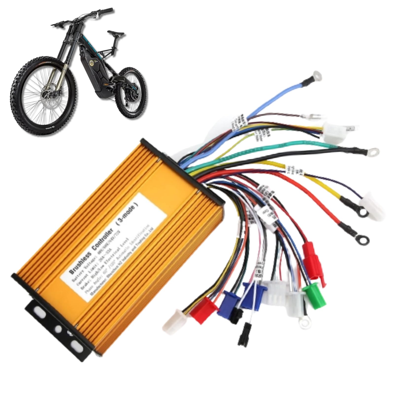 Brushless Motor Controller, Controller, 48V, 60V, 64V, 72V Speed Motor, 3 Mode 12 Tube Fit for Electric Scooter