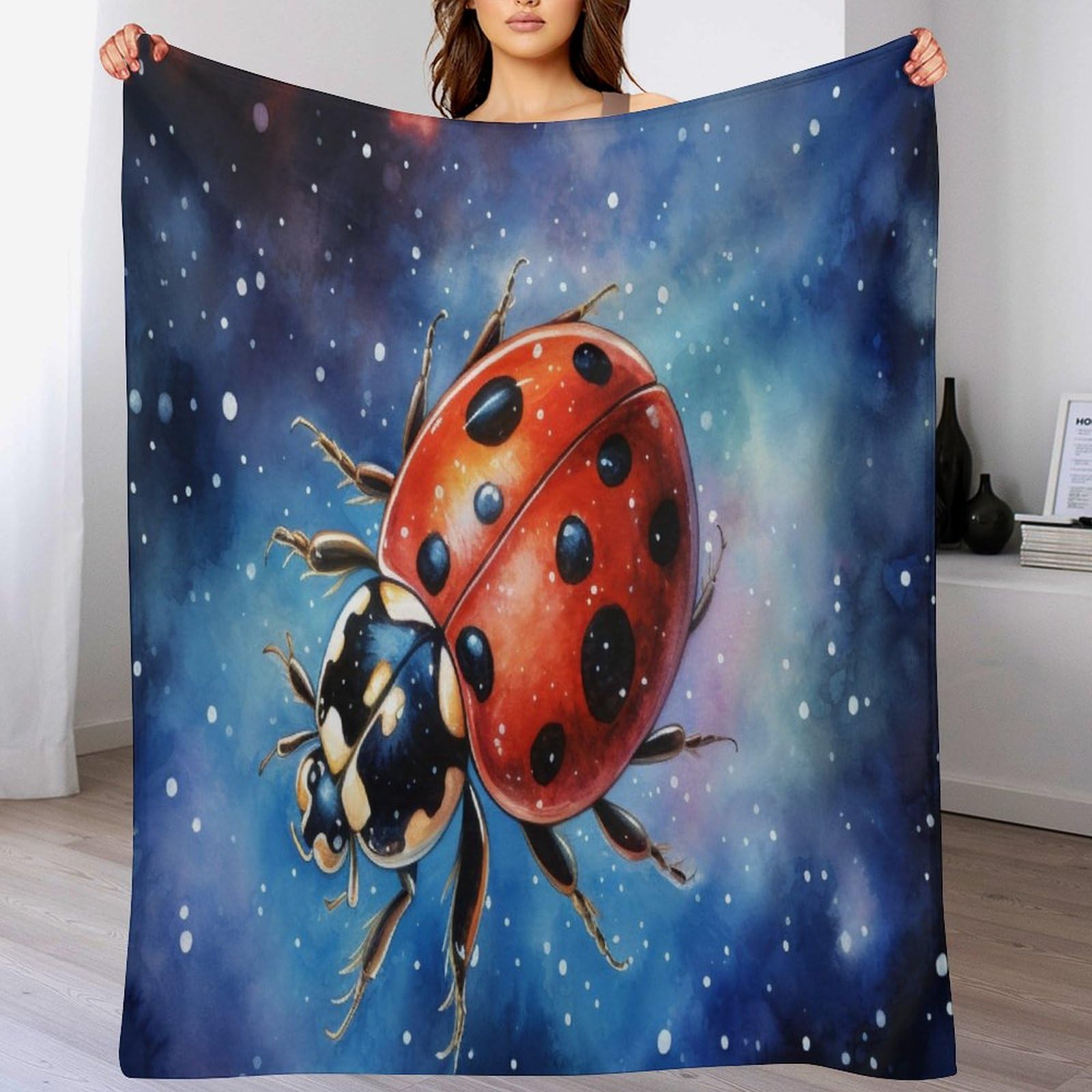 Couverture polaire coccinelle en flannel haut de gamme pour lit chaud