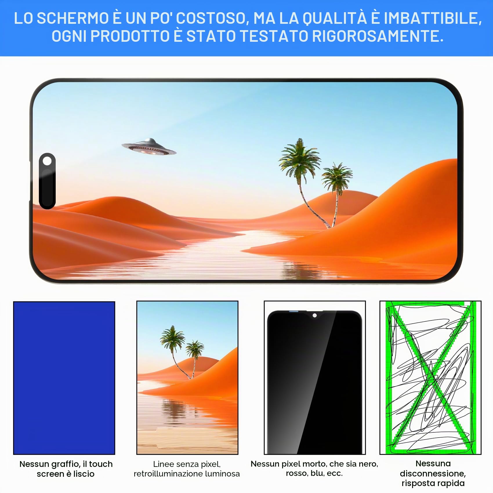 OLED per iPhone 15 Pro Max Sostituzione dello schermo, 6,7 pollici per iPhone 15 Pro Max Display LCD Digitizer Touch Screen Assembly Kit di riparazione A2849 A3105 A3106 A3108 con strumenti