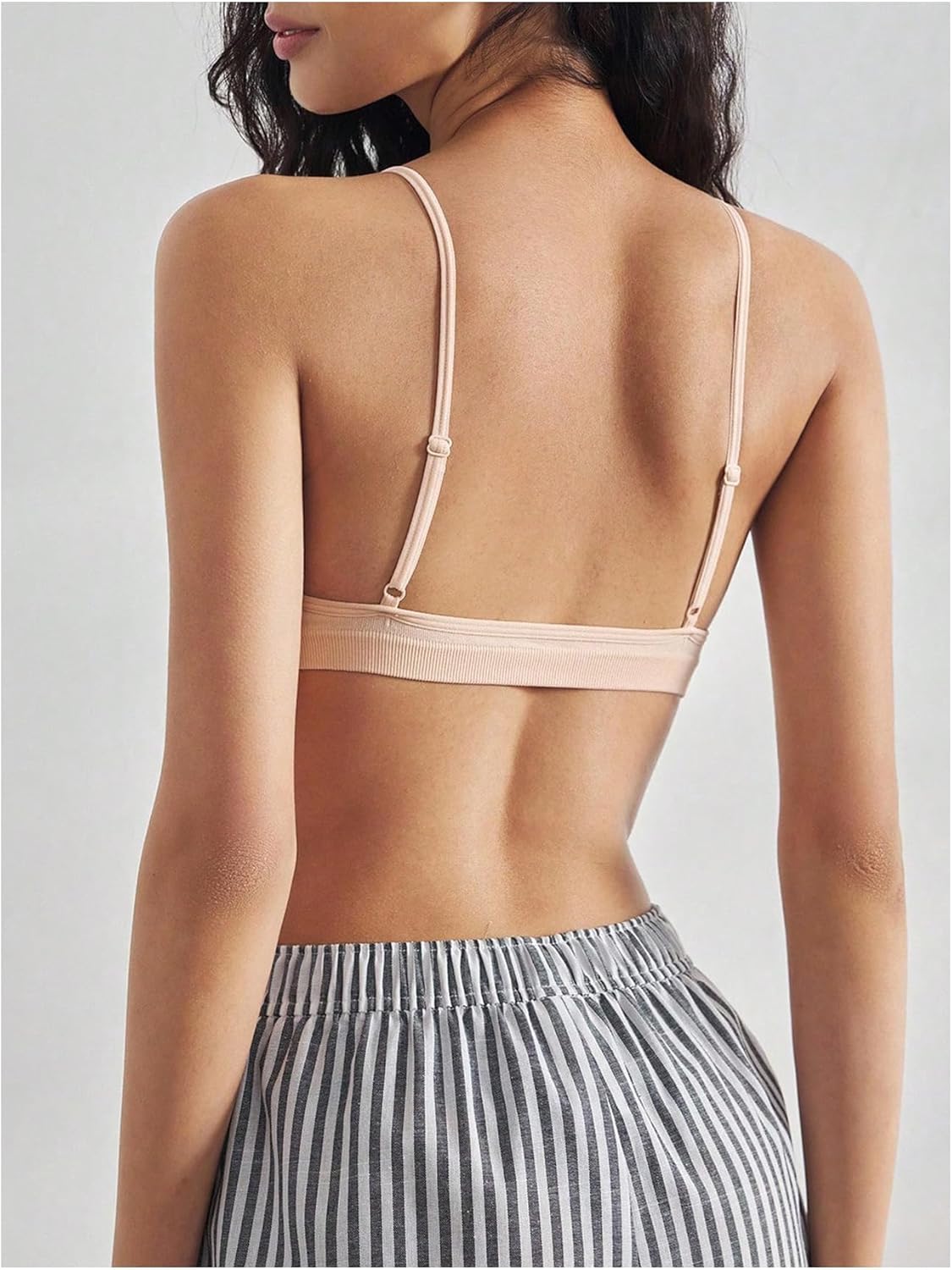 SweatyRocks Women's Triangle Bralette Plunge Bra V Neck Wireless No Padded Soft Comfortable Everyday Sleep Bras - Image 2