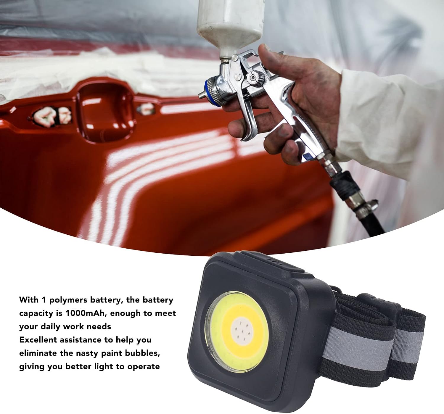 Automotive Paint Gun Light USB Rechargeable LED Work Light for Car Detailing and Spraying Inspection