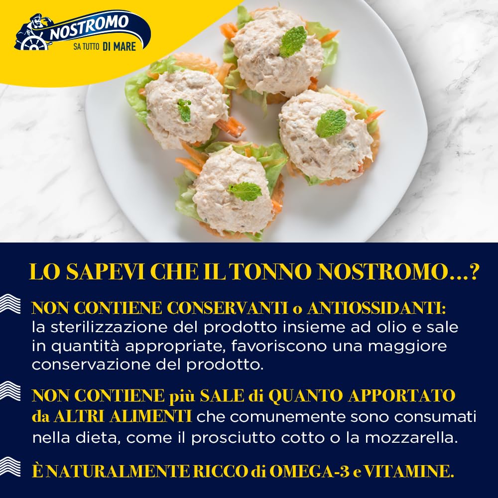 Nostromo - Trancetti di tonno all'olio di oliva, 6 vasetti da 180gr. Qualità superiore, lavorati a mano, fonte di Omega 3