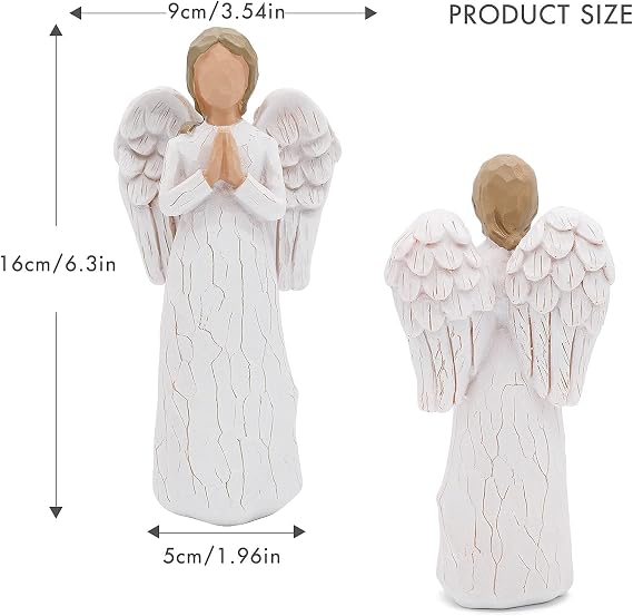 Angel Figurines and Statues - Sculpted Hand-Painted Guardian Angels for Women, Friendship, Healing, Remembrance, Sympathy - Prayer Figures, Home Decor Gifts