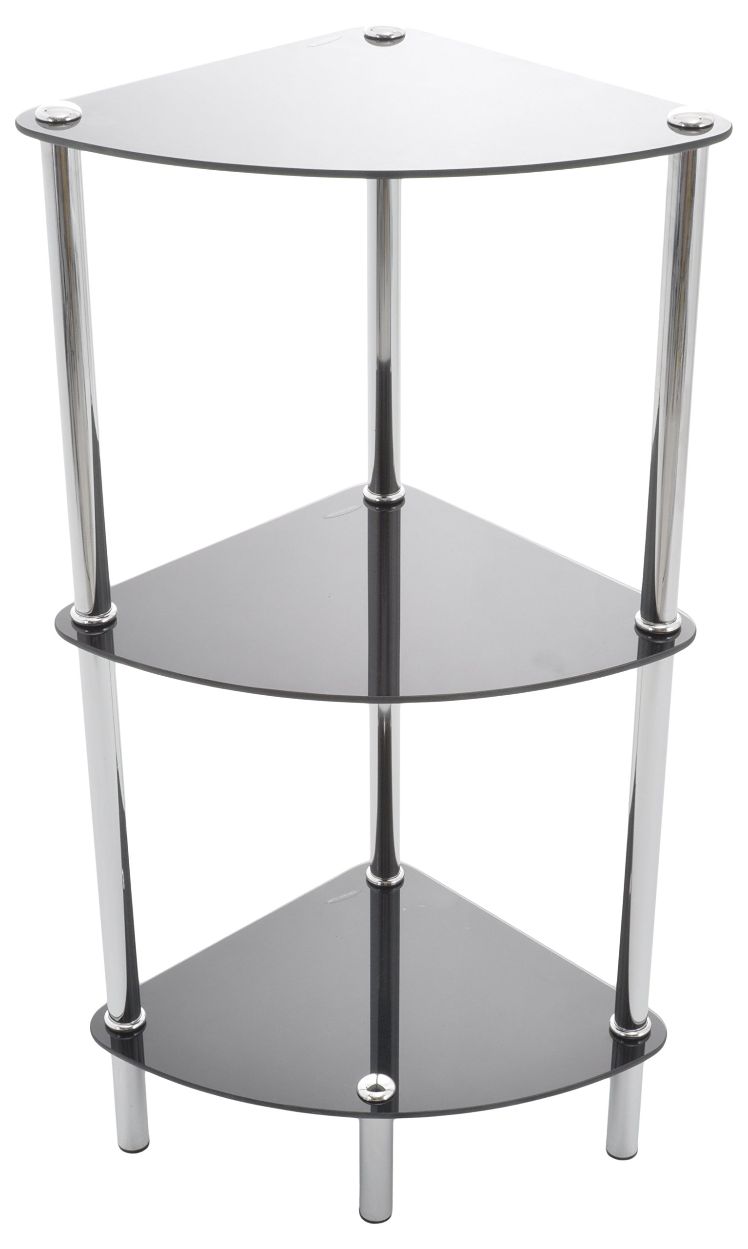 ASPECT Java 3-Tier Corner Display Glass Unit/Bathroom Rack, 28 x 38.5 x 72 cm, Black