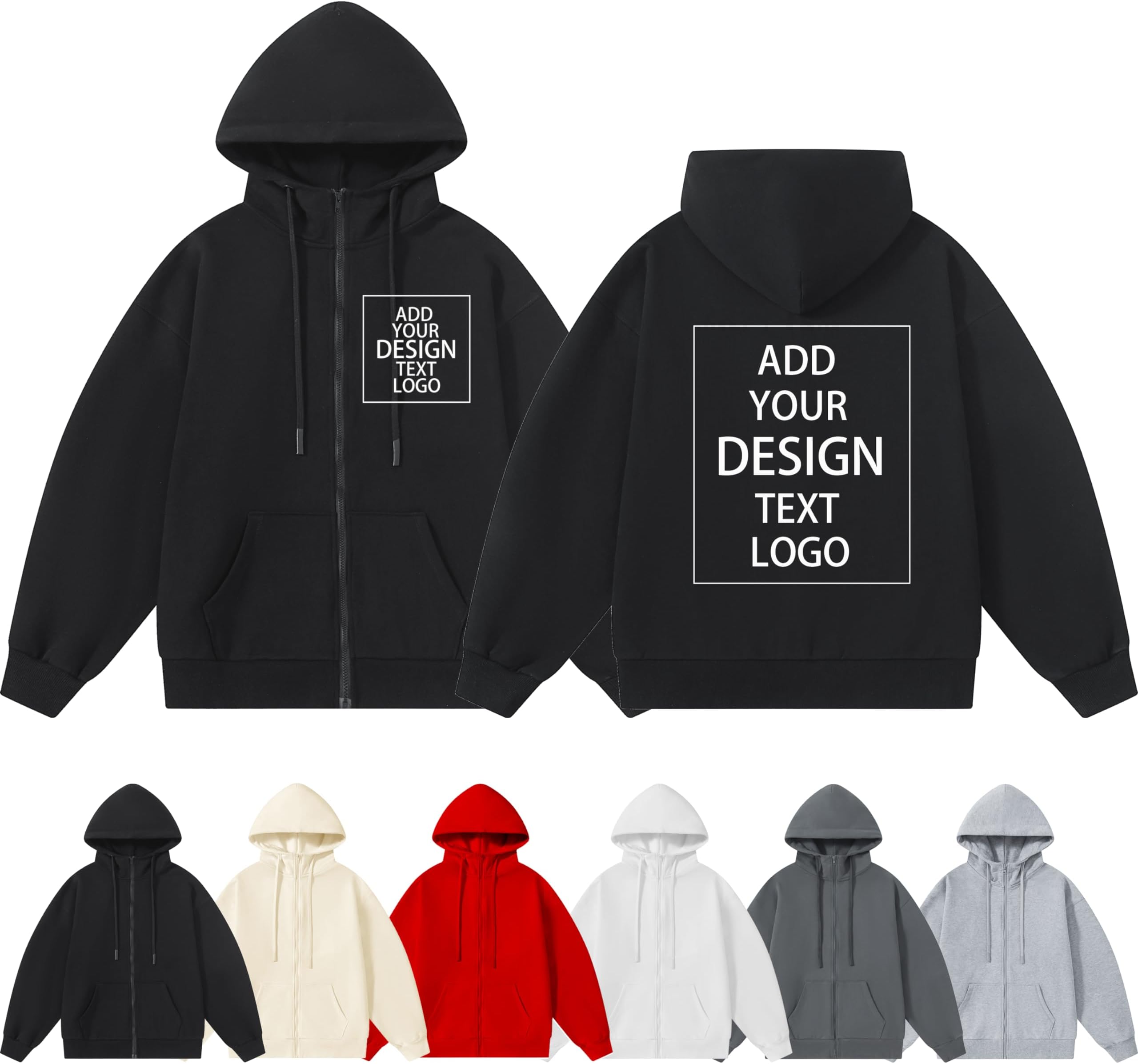 Yacheng Custom Hoodies Unisex, Personalize Zip Athletic Pullover, Add Your Image, Text, Logo On Front And Back