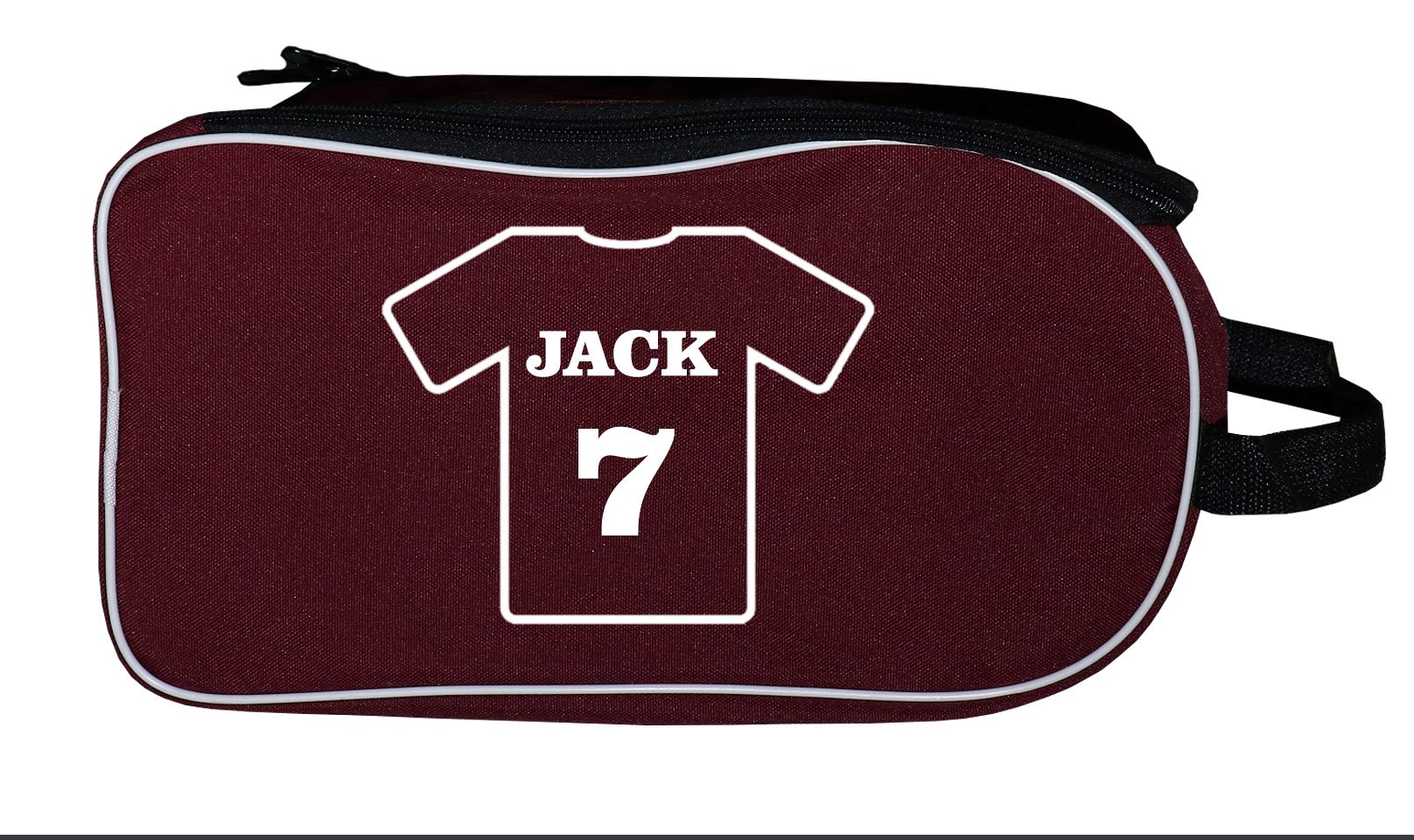 Personalized SPORT Football Boot Bag,Shoes bag, School, Sports, PE (Maroon_Name_Number_Shirt)