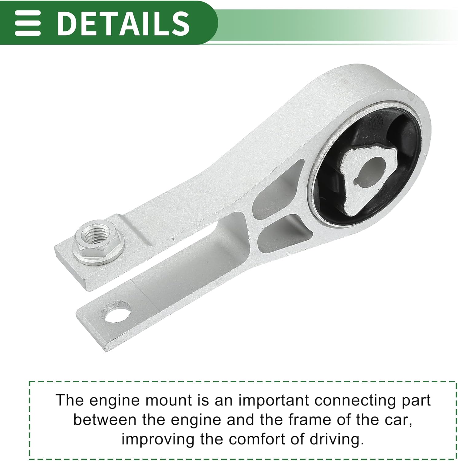 Motoforti Engine Motor Mount, Transmission Mount, for Jeep Compass 2.4L 2018-2022, No.68253029AC, Silver Tone
