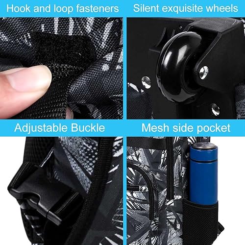 Miniatura 5 de ZLYERT Mochila con ruedas para mujeres y hombres, mochila con ruedas para niñas y niños, mochila de viaje para adultos, negro geometría , Moderno