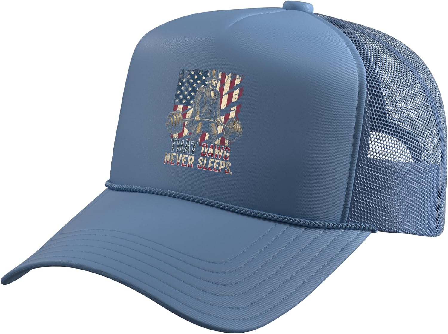 that Dawg Never Sleeps Tshirt Abraham Lincoln Gym Fitness Trucker Hat with Adjustable Mesh Back