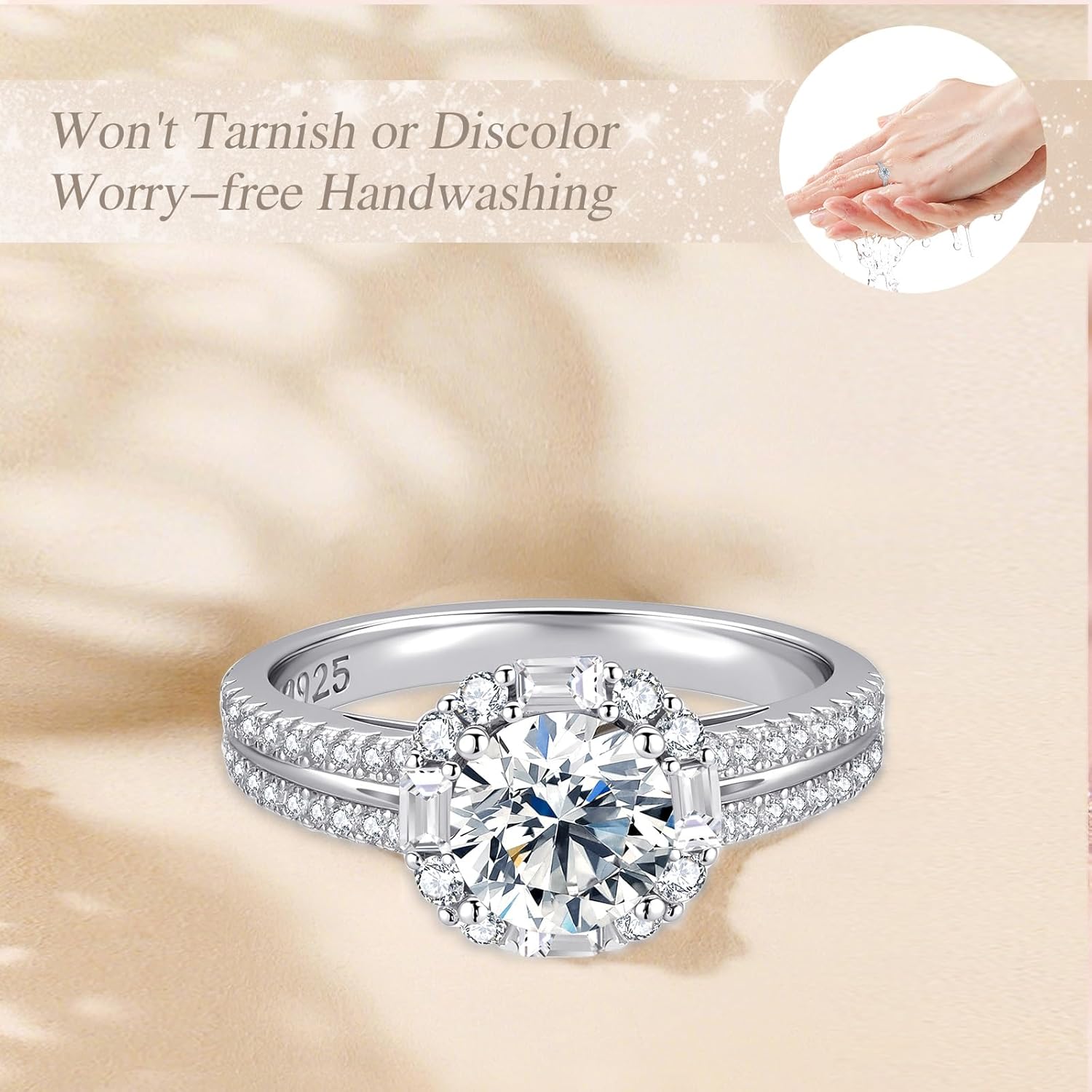 1ct Moissanite Rings for Women & Preserved Real Rose-Eternal Flowers Rose, Engagement Promise Rings for her