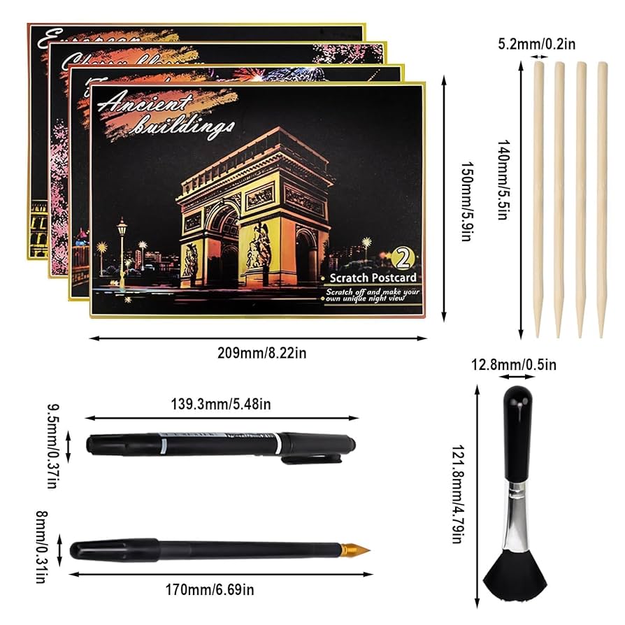Set 19 Pezzi Per Scratch Art - Penne E Strumenti Per Disegno A Graffio Fai Da Te - Foto 2