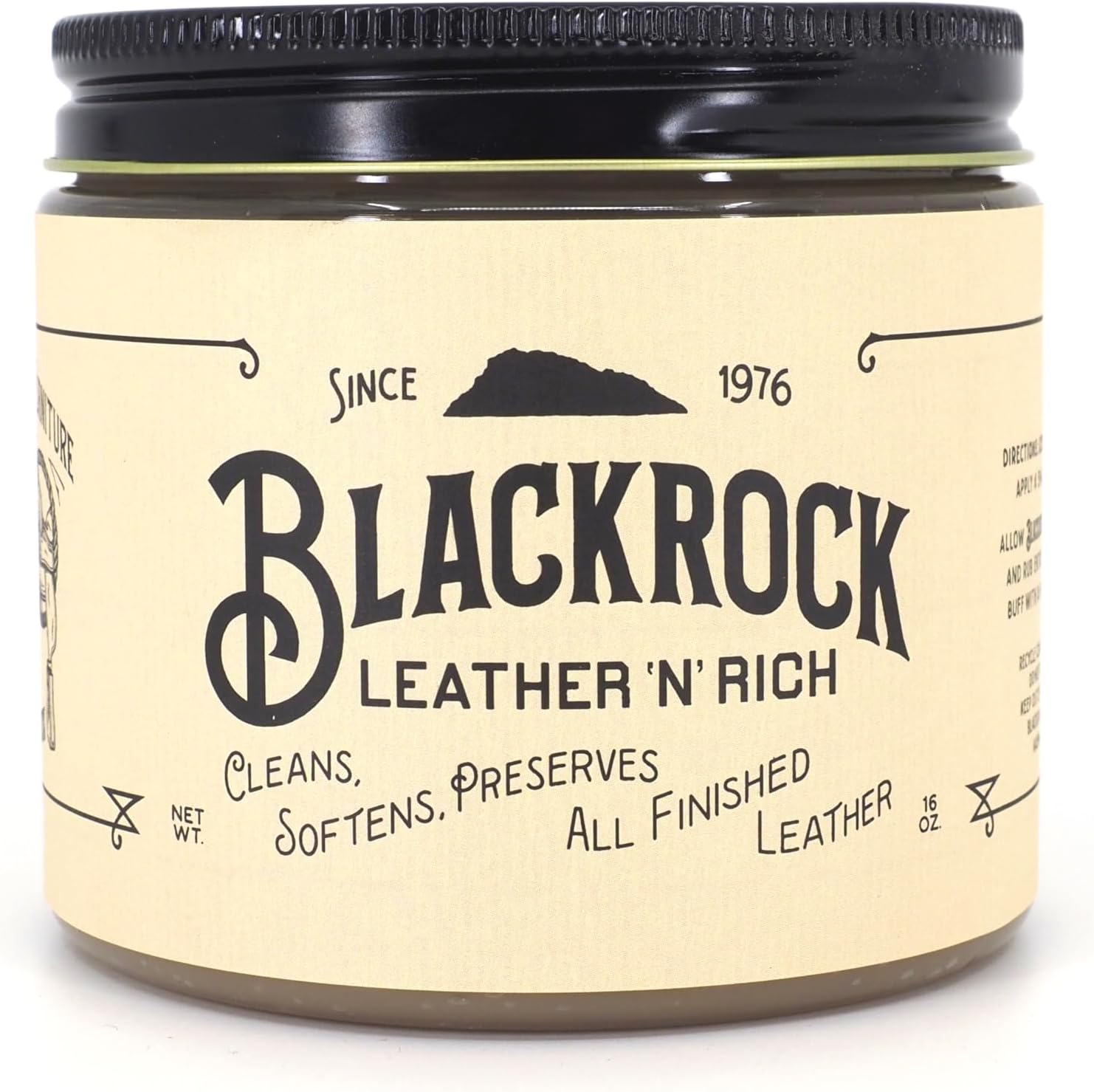 Blackrock Leather N Rich 16 oz Leather Cleaner & Conditioner, Premium 2-in-1 Care, Made in USA – Leather Balm for use on Furniture, Car Interiors, Saddles & Horse Tack, Shoes, Bags, and Jackets