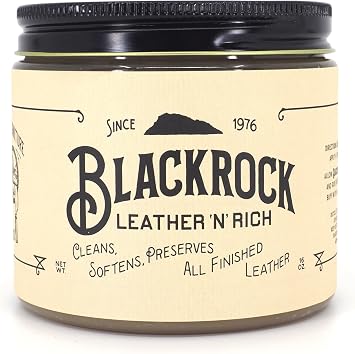 Blackrock Leather N Rich 16 oz Leather Cleaner & Conditioner, Premium 2-in-1 Care, Made in USA Leather Balm for use on Furniture, Car Interiors, Saddles & Horse Tack, Shoes, Bags, and Jackets