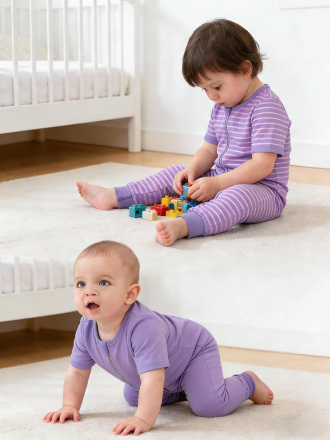 Jimonda Baby Romper 2 Pack Footless Pajamas Short Sleeve Sleepers Baby Boys Girls 2 Way Zipper Pjs Sleep and Play Clothes - Image 3