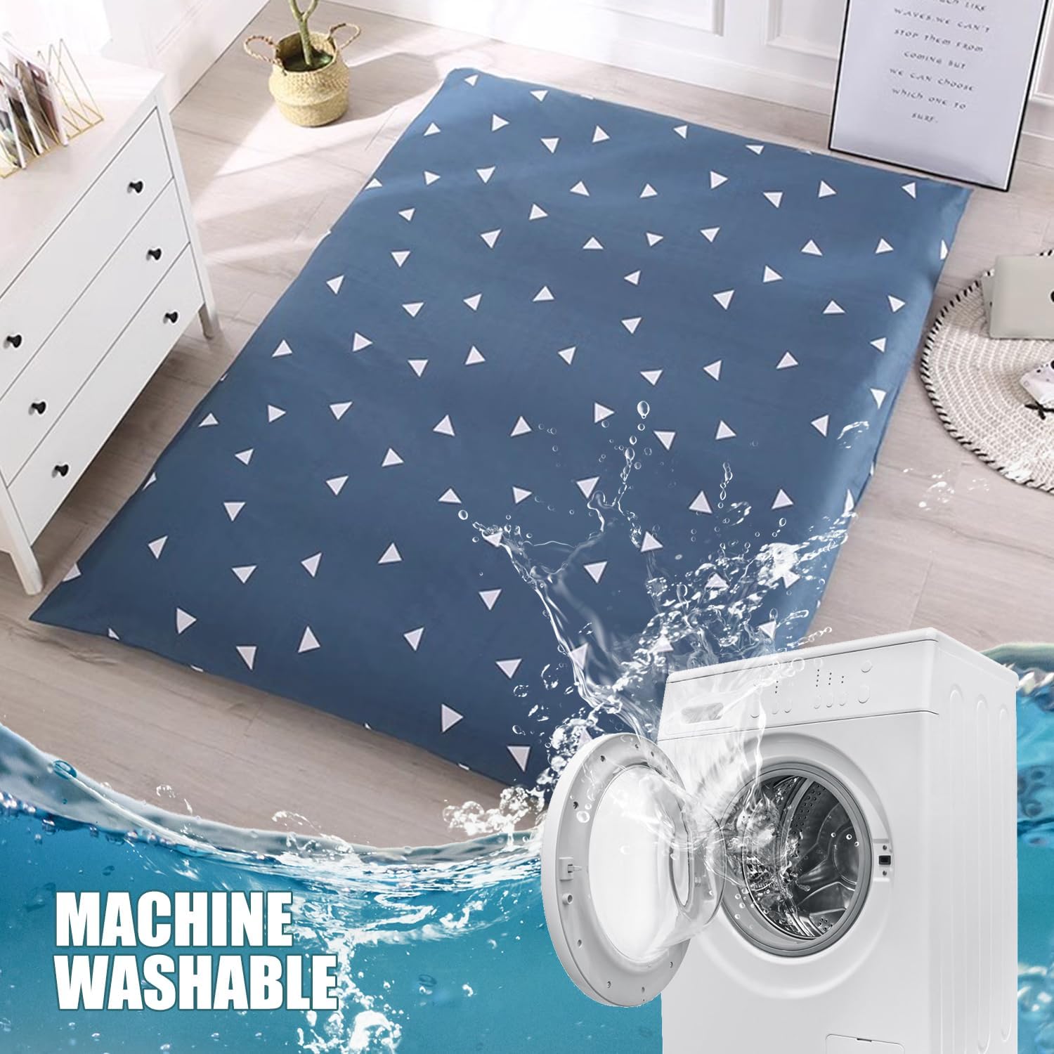 E,90x190cm, 100% Cotton Futon Mattress Cover with Zipper Futon Cover for Japanese Futon Floor Mattress Soft Comfort Sleeping Mat Protector Skin-Friendly Machine Washable