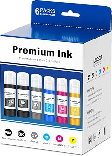 Compatible for 552 Ink Refill Bottles 6 Pack (NotSublimation Ink) Compatible Replacement for Epson Ecotank Photo ET-8550 ET-8500 ET8550 ET8500 8550 8500 Printer, T552 Ink (BK Pigment, PB C M Y GY Dye)