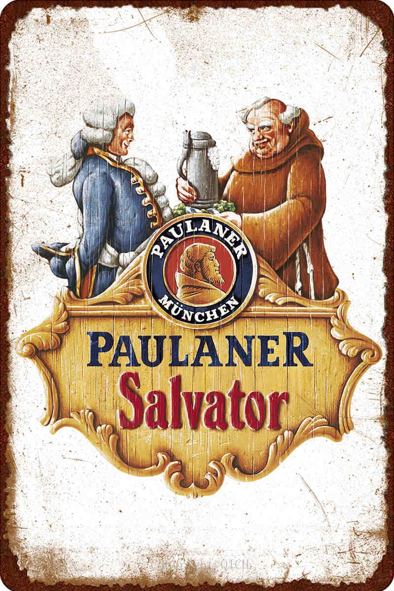 Paulaner Salvator Retro Tin Metal Sign Personalized Poster Decorative Wall Plaque Garage, Bar, Club, Living Room, Bedroom, 8×12 Inches