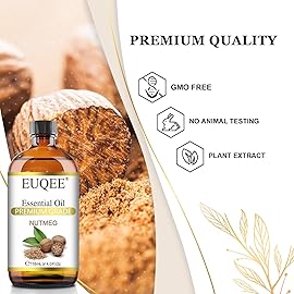 EUQEE Nutmeg Essential Oil 118ML Large Capacity Nutmeg Oil Premium Aromatherapy Essential Oils with Glass Dropper for Candle Making, Soap Making-4oz