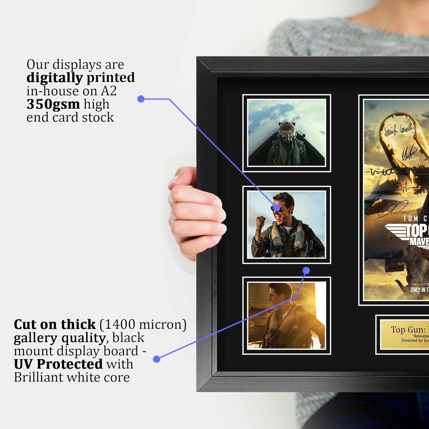 HWC Trading Top Gun Maverick Gifts Printed Signed Autograph Presentation Display Montage for Movie Memorabilia Fans - A2 Framed