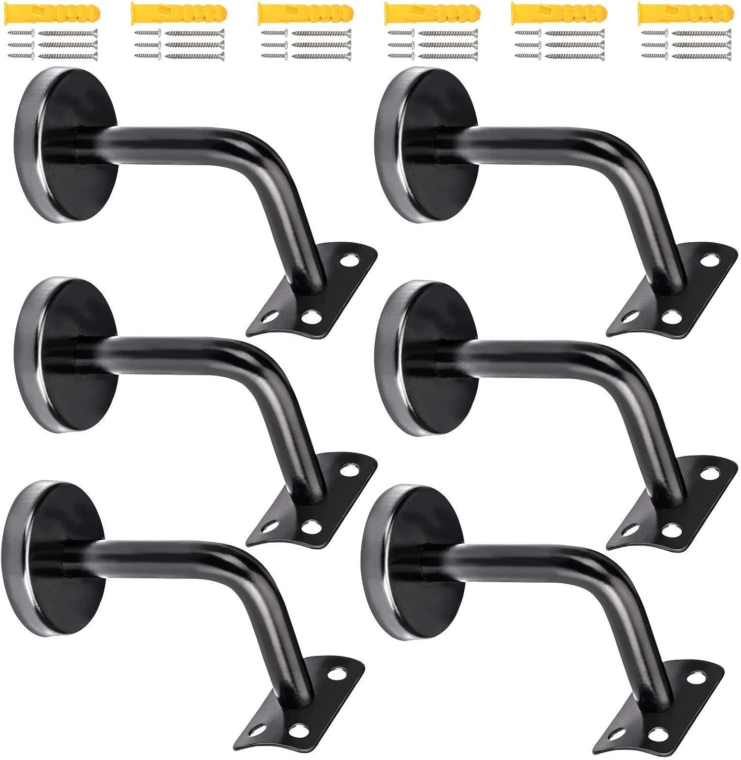 Round Rails Stair Brackets Rustproofed Round Handrails Brackets for Indoor Outdoor Architectural Guardrails Systems Home Installation Rails