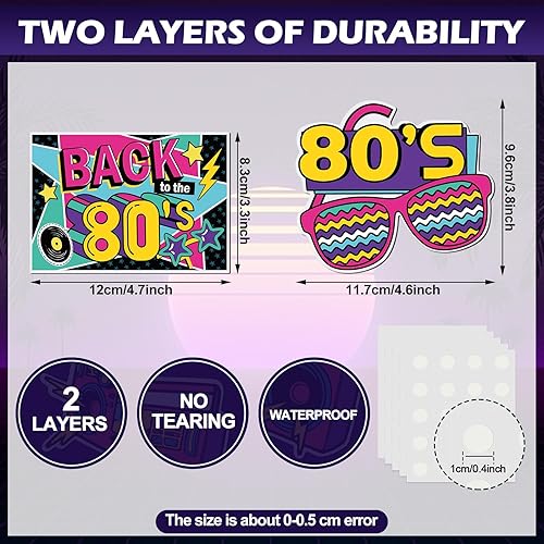 Miniatura 2 de 60 piezas de decoración de fiesta de regreso a los 80, detalles retro de los años 80, recortes de hip hop, radio, patinaje sobre ruedas, cinta de