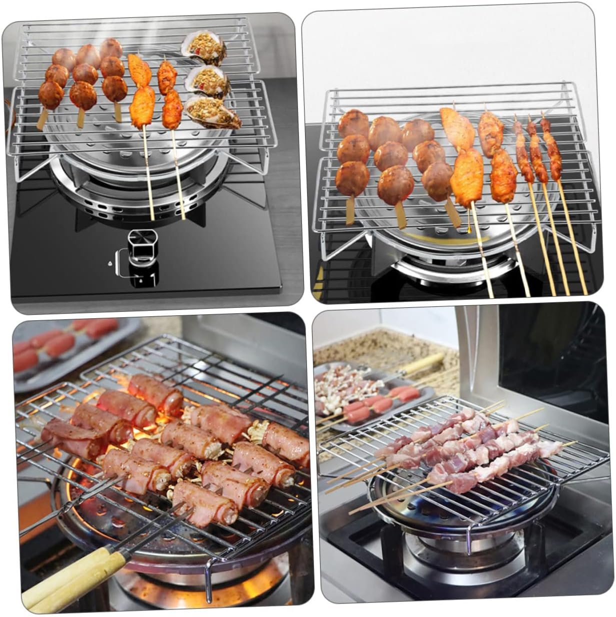 YARNOW 1pc Portable Stainless Steel Barbecue Grill Rack Outdoor Cooking Tool for Camping Picnics for Garden Bbqs Lightweight and Easy to Clean