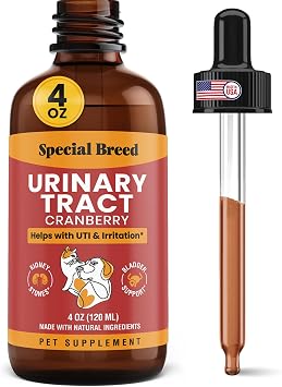 Cat & Dog Urinary Tract Infection Treatment Natural UTI Relief with Cranberry Drops Kidney & Bladder Support Helps Incontinence, Frequent Urination, Bladder Stones Pet Renal Care Drops
