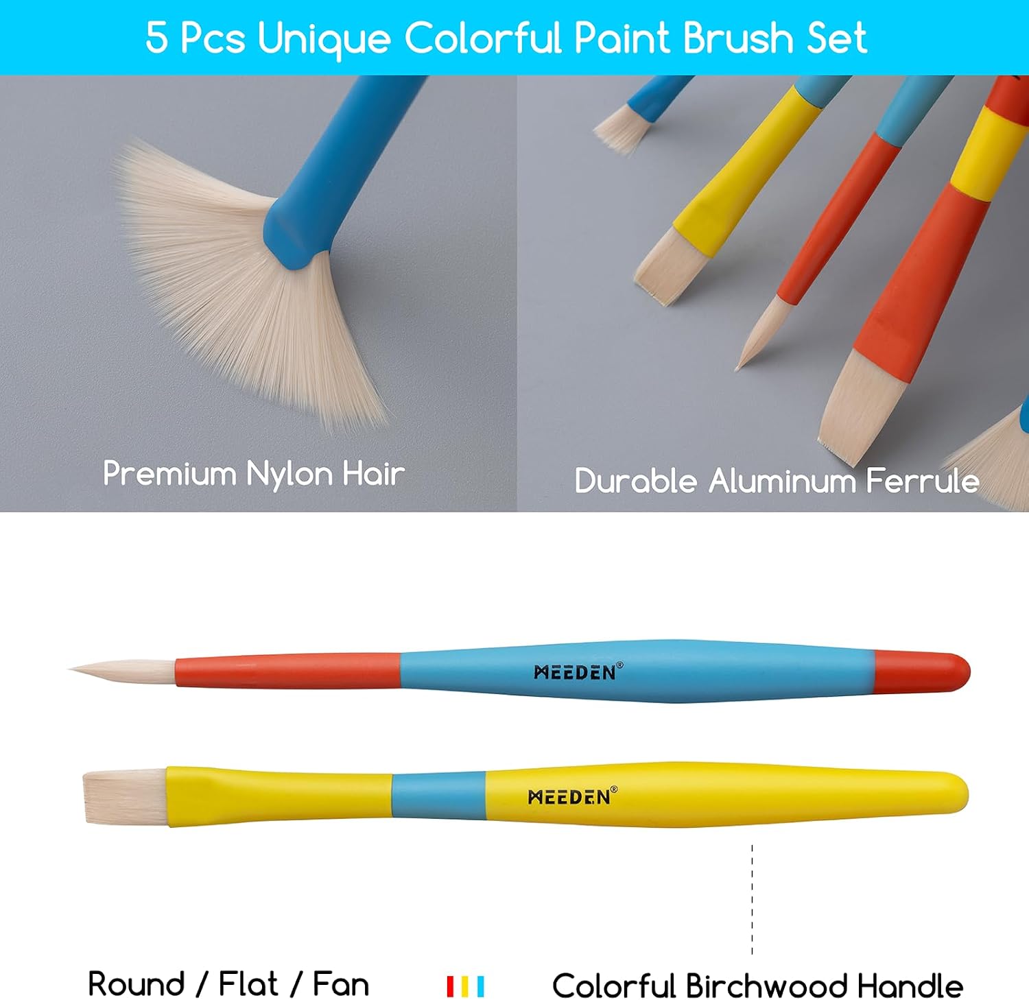 MEEDEN Acrylic Painting Brushes Set: 34 Piece Painting Kit with 2 Pcs Wood Easel, 2 Pcs 6 Colors 12ml Acrylic, 10 Brushes, 8 Canvas - Paint and Sip Kit for Adults Kids Students Artists Beginner image 4
