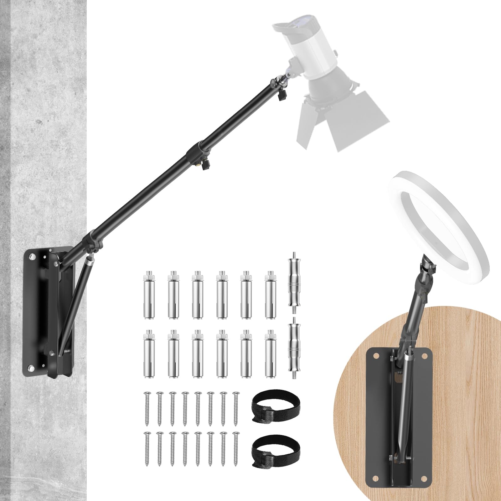 Ring Light Mount - Wall Mount Triangle Boom Arm? 4.3ft/130cm Wall Stand